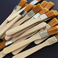 10pcs Nylon Bristle Paint Brush Set Wooden Handle Art Cleaning Tools – NEW