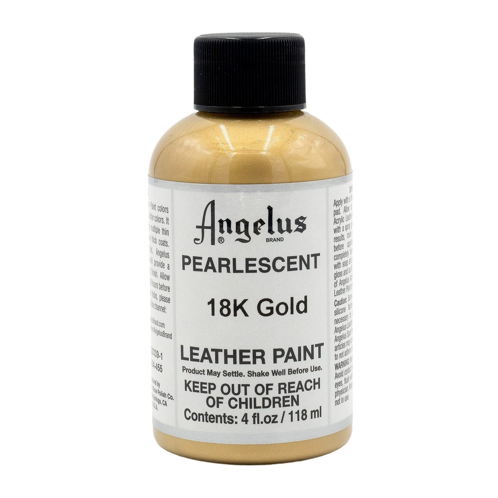 4oz Pearlescent 18K Gold Acrylic Leather Paint Metallic Color DIY Crafts