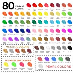 80 Colors Acrylic Paint Set – Artist Quality 2oz, Metallic & Fluorescent, Matte