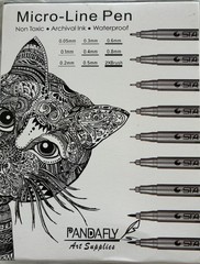 113–Pandafly Micro-Line Pen Set (10 pens) Archival Ink, Non-Toxic, NEW