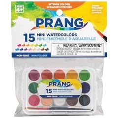 Prang Mini Watercolor Paint Set, 15 Assorted Colors with Brush, Travel Art Kit