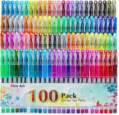 100 Color Glitter Gel Pen Set with More Ink for Coloring Journaling Crafts