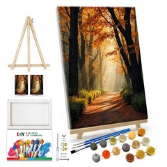 JOOZ Paint by Numbers Kit for Adults with Frame Forest Autumn Landscape 058