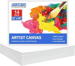 12×16 Inch Cotton Canvas Panels – Value 14 Pack for Creative Projects