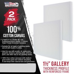 36″ x 36″ Gallery Depth 1-1/2″ Profile Stretched Canvas 2-Pack – Gesso Primed