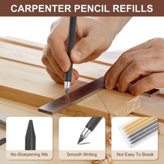 12Pcs 2.8mm Carpenter Pencil Refill, Solid Dry Pencil Refill, Black, Yellow