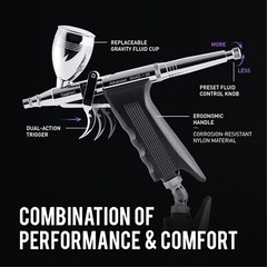 Gaahleri Air Brush Set, Air Brush Gun Dual Action Gravity Feed Set,