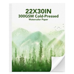 30 Sheets Large Watercolor Paper, 22×30 Inches Cold Press inches, White
