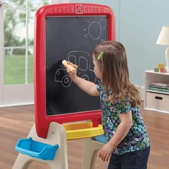 Kids Artistic Table with Chalkboard & Dry Erase Board – 94 Fun Foam Magnets