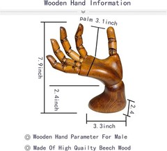 Wooden Right Hand Mannequin Antique Finish Art Drawing Nail Display Model Male X