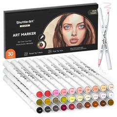 30 Colors Skin Tone&Hair Art Markers, Dual Tip Alcohol Based Flesh Color Mark…