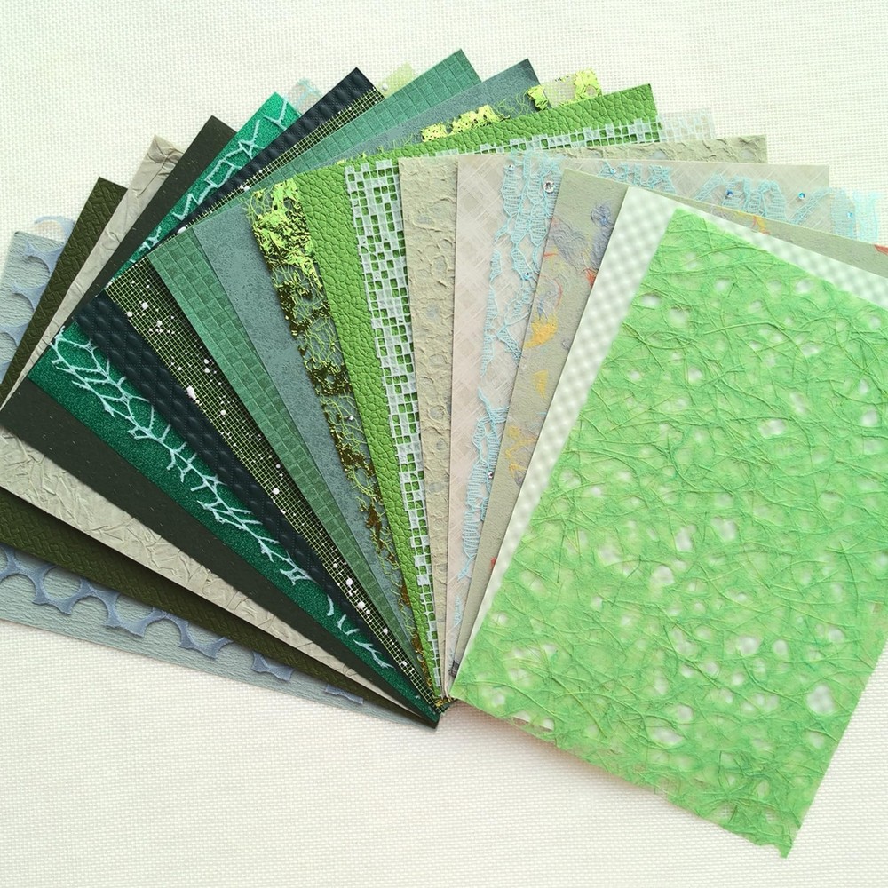 20 Unique A5 Textured Scrapbook Paper & Mesh Fabric Set, Handmade Craft Paper…