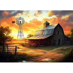 CEOVR Farmhouse Barn Diamond Art Kits for 12×16 inches, WX10003-Yellow,brown