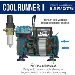 Cool Runner II Airbrush Kit with Dual Fan Air Compressor, 3 Airbrushes, 6 Col…