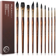 Watercolor Brushes Professional, 10Pcs Synthetic Squirrel Hair Water Color Pa…