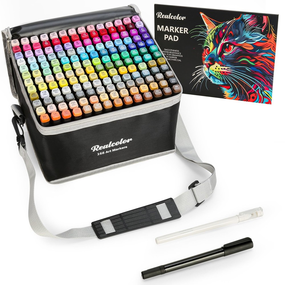 168 Alcohol Markers Set,Dual Tip Art Markers for Adult Coloring, Alcohol Mark…