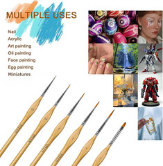 6Pcs Miniature Paint Brushes Set with Triangular Handles – for Acrylics, Oils, W