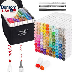 Alcohol Markers, 100 Colors Fine & Chisel Dual Tip Art Markers, Permanent Sketch