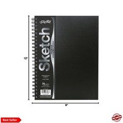 Poly Cover Sketch Book, Heavyweight, 9″ x 12″, Black, 75 Sheets