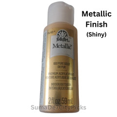 FolkArt Acrylic Craft Paint Metallic 2 oz Shimmer for Wood Canvas DIY -Pure Gold