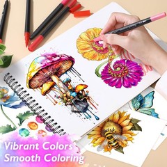 Art Markers Set, 72 Colors Dual Tip Brush Pens for Adult Coloring Book, Note-…