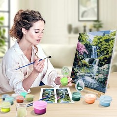 Paint by Numbers Kit for Adults with Frame, Landscape Mountain Waterfall 269
