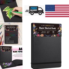 Black Paper Sketchbook 50 Sheets 5.8×8.3 Inch Acid Free Heavyweight Drawing Pad