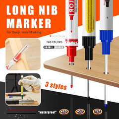 12 Pcs Multi-Purpose Long Head Deep Hole Marker Pens, Long Nib Marker for Metal,