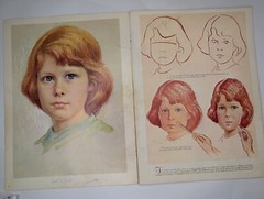 c1950s Stella Mackie Heads in Oil Pastels Art Instruction Book Portrait Paint B1