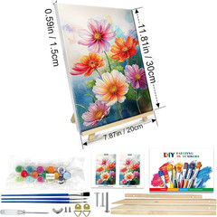 Flowers Paint by Numbers Kit for Adults with Frame, Flower Paint by Number with