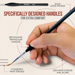 DUGATO Fine Detail Paint Brush Set Medium, 15pcs – Black