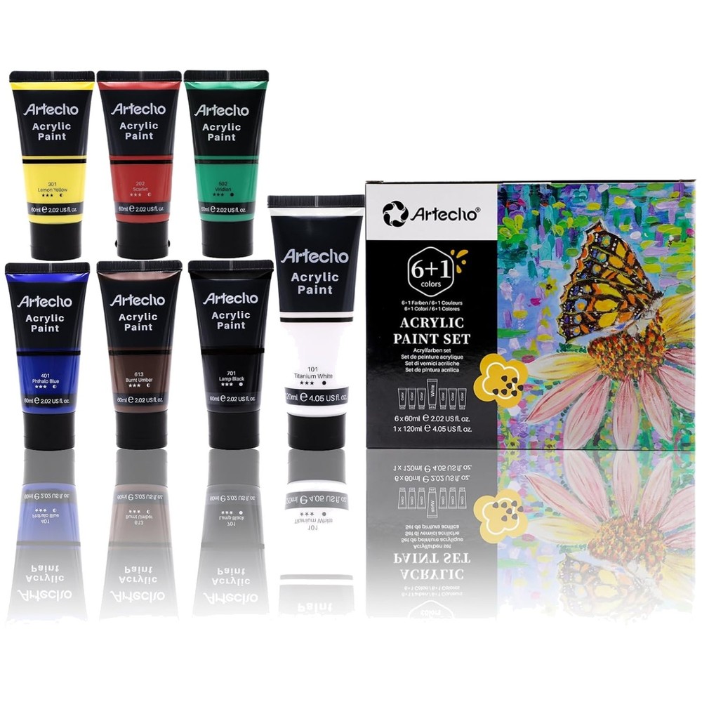 High-Quality Acrylic Paints – 6×2.02oz & 1×4.05oz Tubes