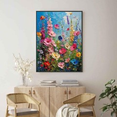 Wild Flowers Framed Paint by Numbers Wooden Easel-Adult Paint by Number Kits on