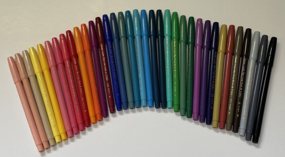 Vintage PENTEL 36 Colors Pens Fine Point Marker Set Original S360-36 Taiwan Rare