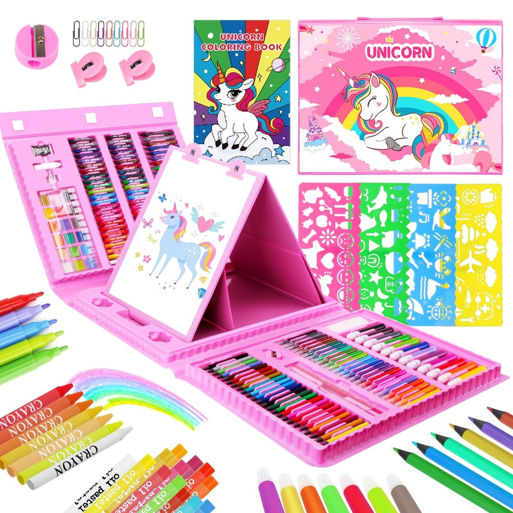 Art Supplies, Unicorn Drawing Coloring Set with Crayons, Colored Pencils, Ma…