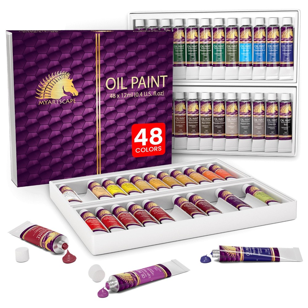 MyArtscape Oil Paint Set – 12ml x 48 Tubes – Lightfast – Heavy Body – Highly Pig