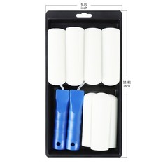XDT Foam Paint Roller 10Pc Set 7Pc 4″ Replacement Roller 2Pc Handle 1Pc Tray