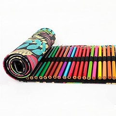 24/36/72 Slots Pencil Wrap Pencil Rolls, Artist 24slots Colorful Leaves