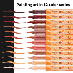 Kander Acrylic Paint Markers 12 Colors, Skin Tone Series Set with Soft Brush Ti