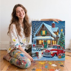 Christmas Truck Paint By Numbers Kit For Adults DIY Wall Art Decor 16×20 In
