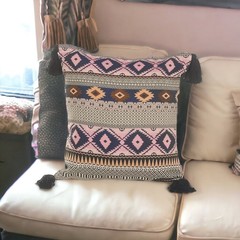 20″ Black and Yellow Throw Pillow with Tassels