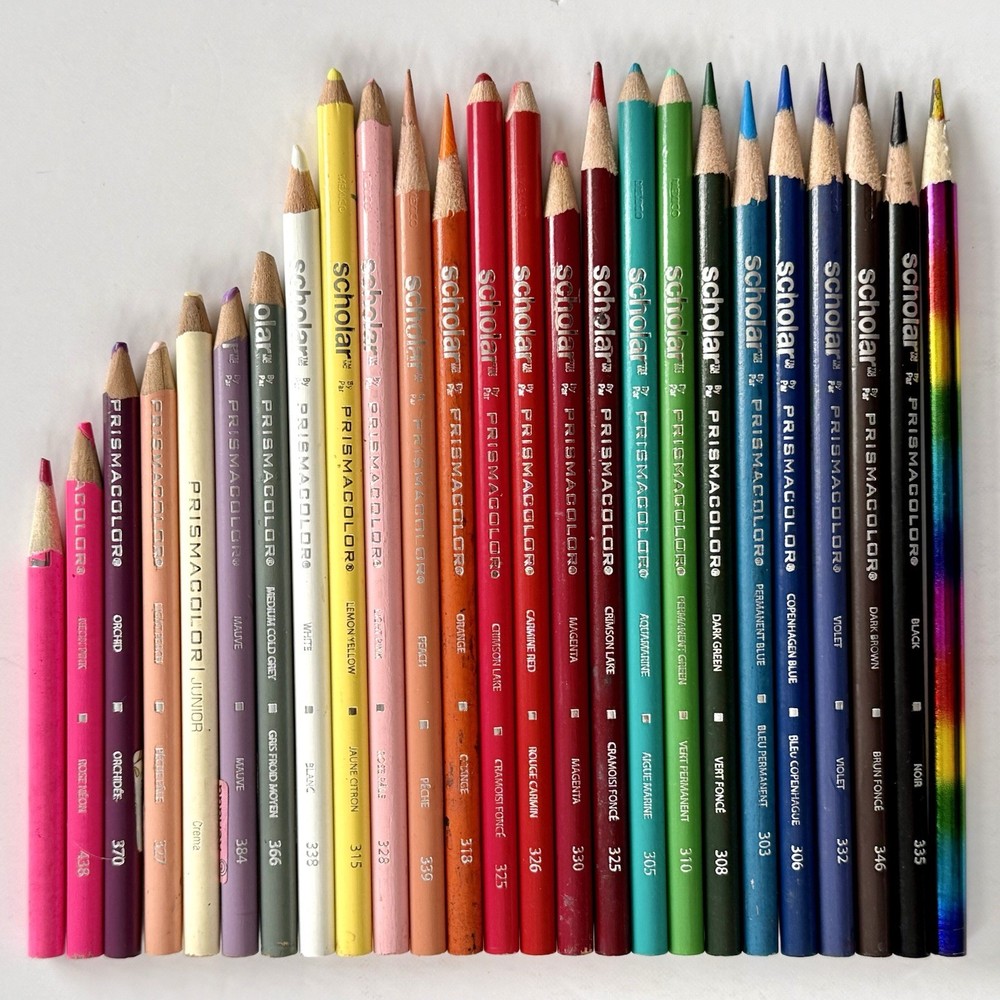 Lot Of 25 Prismacolor Scholar & Junior Color Art Pencils Neon Gift Rainbow Mix