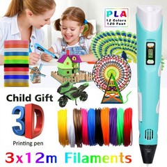 3D Printing Pen Set 3D Drawing Pen with Led Display 12 Color Filament Kid Gift