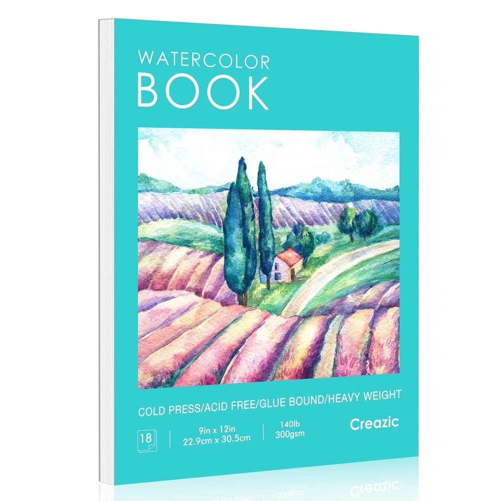 Teal 18 Sheets 9×12 Inch 140lb/300gsm Artist Grade Watercolor Paper Pad Book