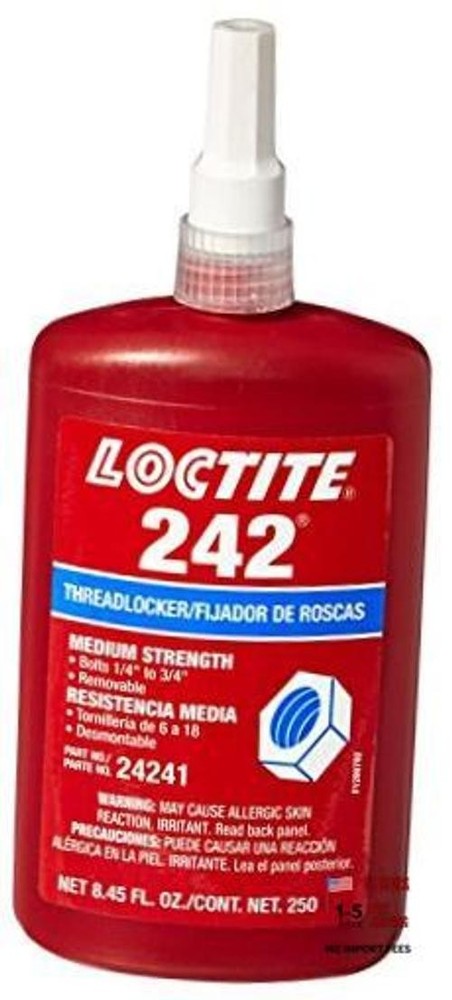 24241 Blue 242 Medium Strength Threadlocker, 250 mL Bottle