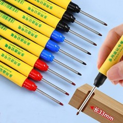 6pcs Deep Hole Marking Pens Set Red Blue Black Waterproof Long Head Woodworking