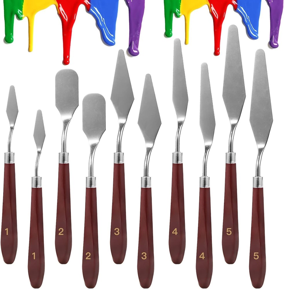 10pcs Palette Knife Stainless Steel Painting Knife Set Flexible Spatula Pallet K