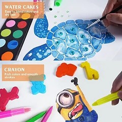 Kids Art Set Deluxe 158 Pieces KiddicolorPaint Pencils Stickers Brushes Crayons