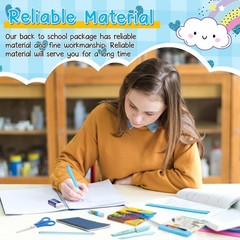 48 PCS School Stationary Set Essentials Bundle Folders Notebooks Blue