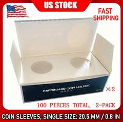 100 pcs Coin Holders 2 X 2 Cardboard Mylar Flips Diameter 20.5mm Dime / Penny